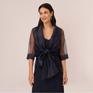 Organza Wrap Jacket With Short Sleeves In Midnight small